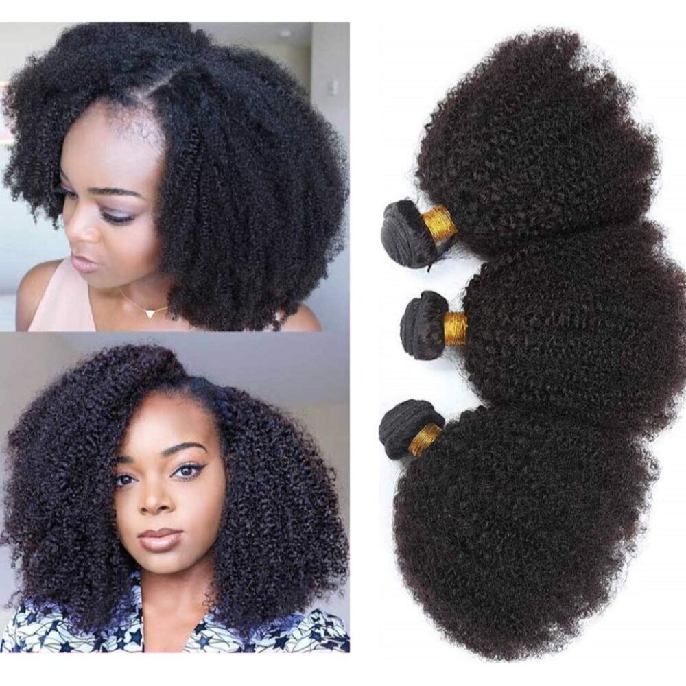 Kinky Curly Hair Bundles Afro Mongolian Human Hair 8 10 12 Inches Full Style